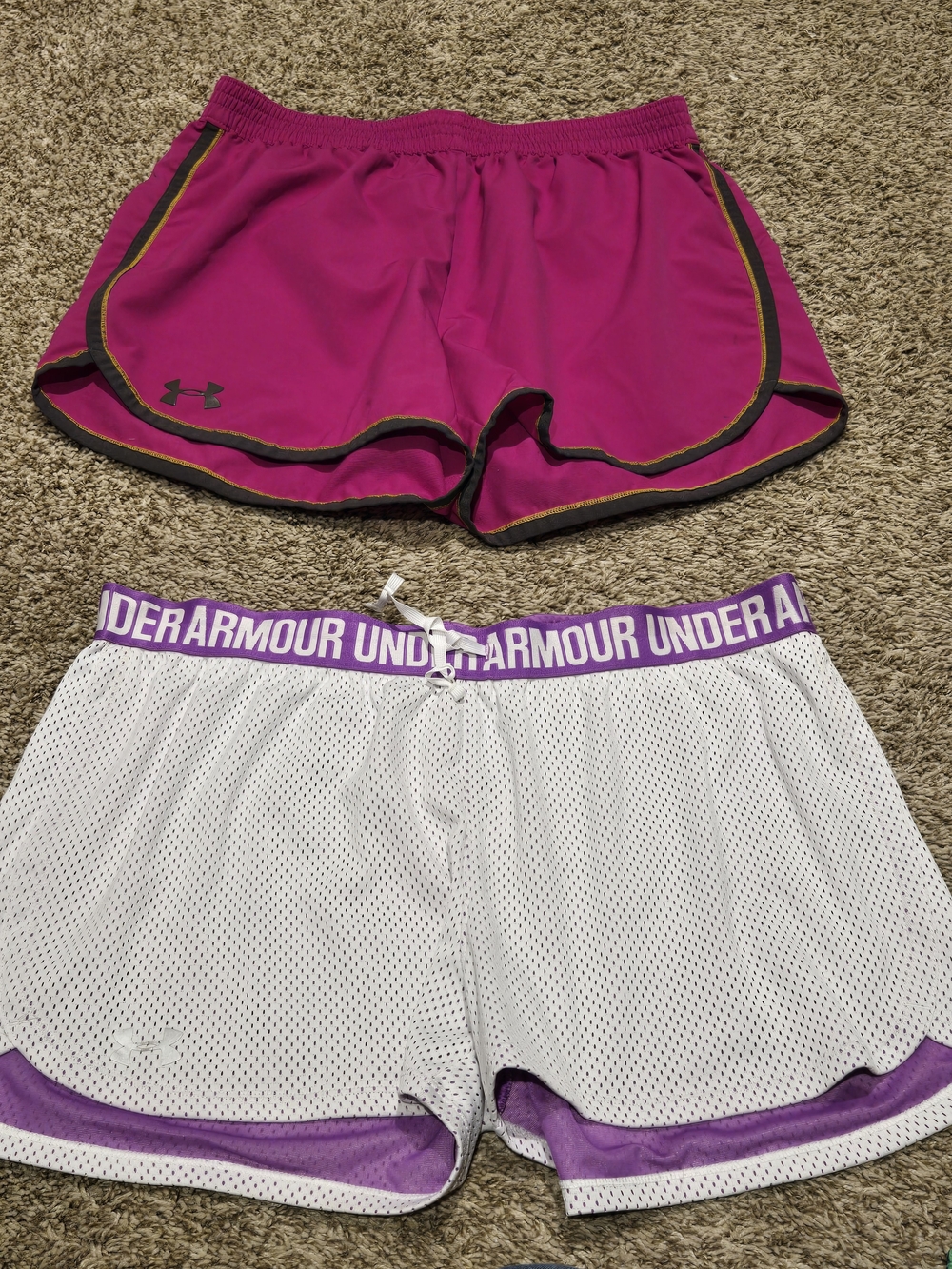 Under Armour Pink and White Women's Athletic Shorts Duo Sz L